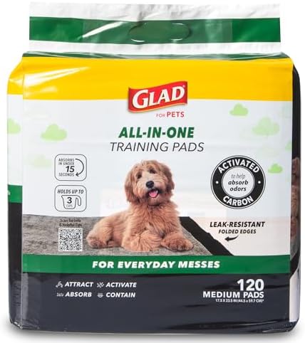 Glad for Pets Black Charcoal Puppy Pads, 17.5 x 23.5 Inch, 120 Count by GladTrashFoodStorage