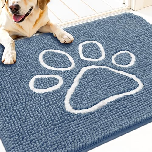 OLANLY Dog Door Mat for Muddy Paws 32x20, Paw Print Design Chenille Mud Mat by OLANLY