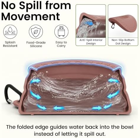 OHMO Spill Proof Collapsible Dog Bowl, 34oz Portable Dog Water Bowl - Image 2