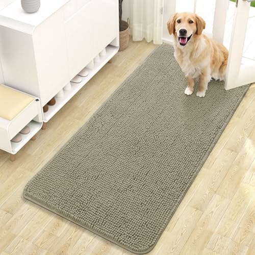 OLANLY Dog Door Mat for Muddy Paws 47x24, Super Absorbent Chenille Mud Mat by OLANLY