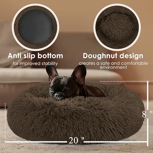 Hoewina Dog & Cat Bed, 20in Cat Beds for Indoor Cats (Coffee) - Image 3