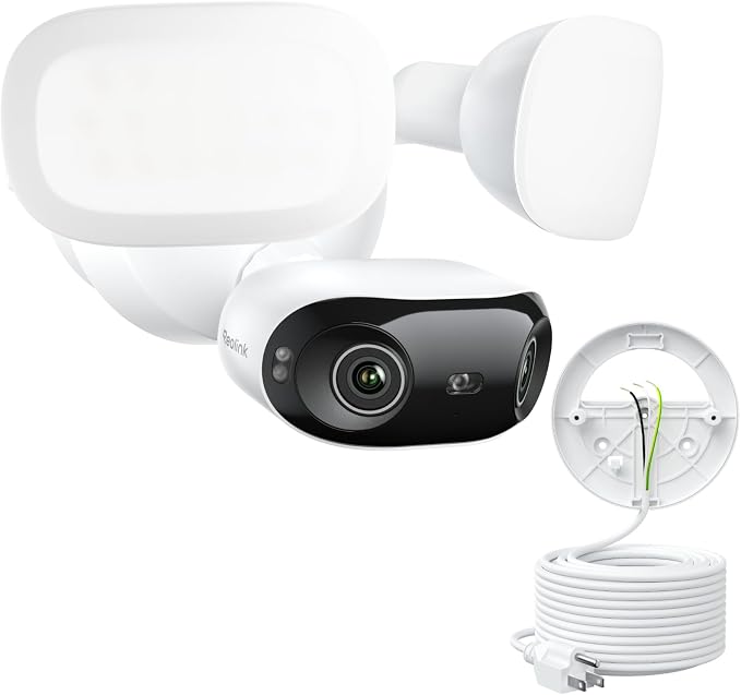 REOLINK 4K 8MP 180° Panoramic Floodlight Camera, Adjustable 3000 Lumens | AI Video Search, Dual-Band Wi-Fi 6, 24/7 Recording, No Monthly Fees, Elite Floodlight WiFi with Plug-in Power Cable by Unknown