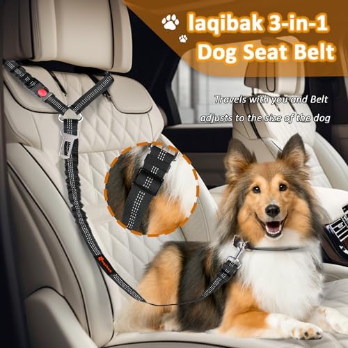 Laqibak Removable Dog Seat Belt Harness for Car, 3 in 1 Pet Seatbelt Leash - Image 2