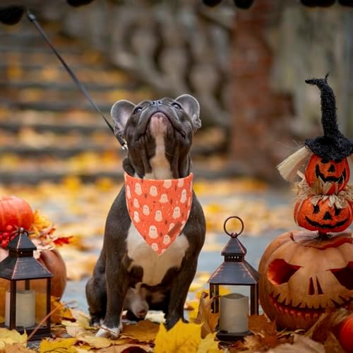 PTDECOR Halloween Dog Bandana, Ghost Pumpkin Dog Scarf, Large - Image 2