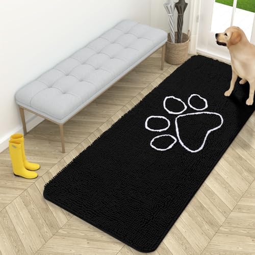 OLANLY Dog Door Mat for Muddy Paws 59x24, Paw Print Design Chenille Mud Mat by OLANLY
