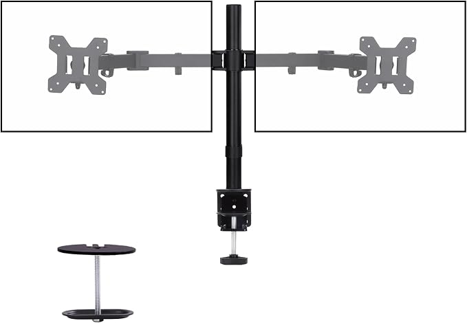 Black Dual Monitor Arm Mount for 13-32 Inch Screens | Ultrawide Screens Up to 38 Inch Fully Adjustable Stand with C-Clamp/Grommet Base Max VESA 100x100 Each Screen Capacity 22lbs by Livotica