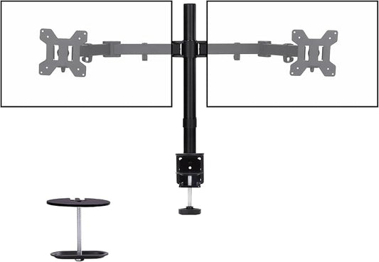 Black Dual Monitor Arm Mount for 13-32 Inch Screens | Ultrawide Screens Up to 38 Inch Fully Adjustable Stand with C-Clamp/Grommet Base Max VESA 100x100 Each Screen Capacity 22lbs by Livotica