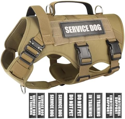 WINSEE Service Dog Vest Harness for Medium Dog, Tactical Working MOLLE Vest with 10 Pet Patches, No Pull Heavy Duty Harness for Training Walking by WINSEE