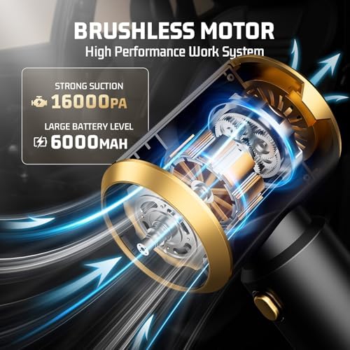 Cordless Car Vacuum Cleaner: 7-in-1 & 16000Pa Suction - Pitch-Black - Image 2