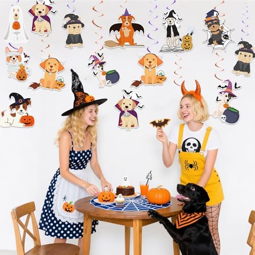 Halloween Dog Party Decorations Dog Ghost Hanging Swirl Ceiling Decor for Halloween Pet Party, Puppy Ghost Hanging Decoration for Indoor Home Room Supplies - Image 3