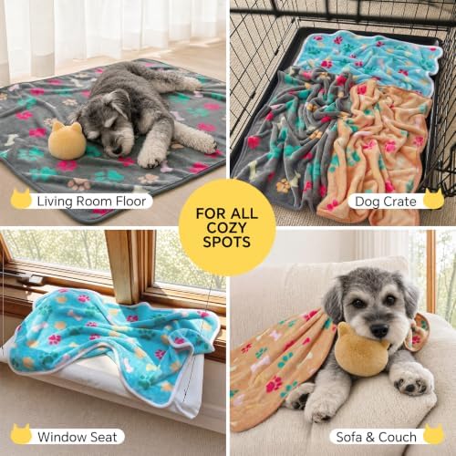 Luciphia 1 Pack 3 Blankets Fluffy Premium Fleece Pet Blanket Flannel Paw Bone Printed Throw for Dog Cat(Small 23"x16", Grey) - Image 4