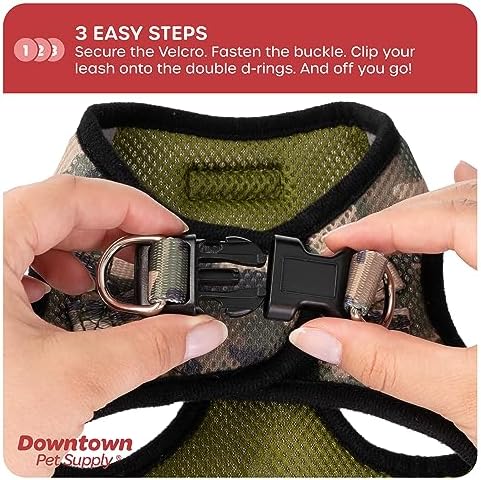 Downtown Pet Supply Step in Dog Harness for Small Dogs No Pull, Small, Camo Green - Adjustable Harness with Padded Mesh Fabric and Reflective Trim - Buckle Strap Harness for Dogs - Image 5