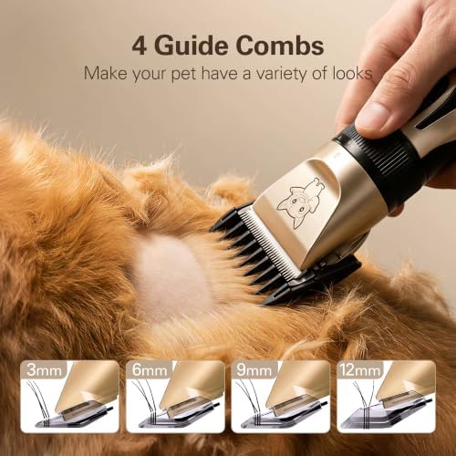 Highdas Dog Clippers for Grooming Low Noise, Cordless Electric Dog Grooming Kit Clippers Rechargeable, Quiet Dog Shaver, Pet Hair Trimmer Kit for Dogs & Cats (Red) - Image 5