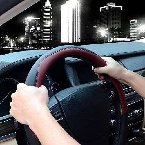 Valleycomfy Microfiber Leather Steering Wheel Cover Large-Size for F150 F250 F350 Ram 4Runner Tacoma Tundra Range Rover Model S X with 15 1/2 inches-16 inches Outer Diameter (Wine Red) - Image 4