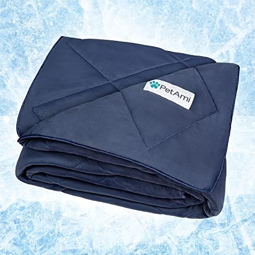 PetAmi Cooling Dog Blanket Lightweight Soft for Large Pet Cat, 40x60 Navy by PetAmi