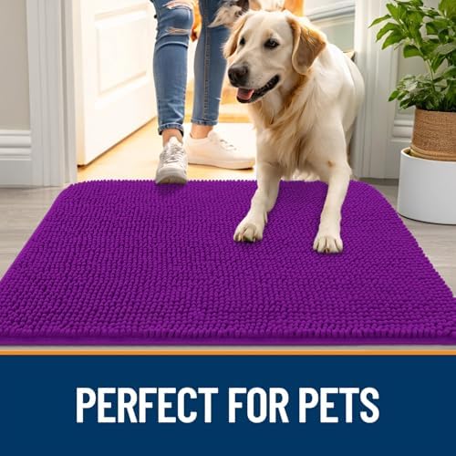 OLANLY Dog Door Mat for Muddy Paws 32x20, Super Absorbent Chenille Mud Mat - Image 6
