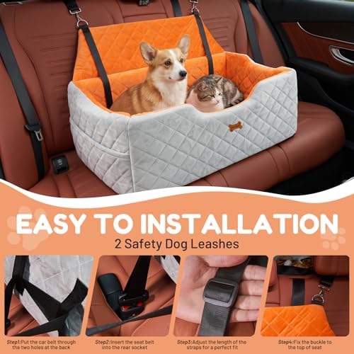 Dog Car Seat for Large Medium Dogs up to 55 lbs, Gray - Image 6
