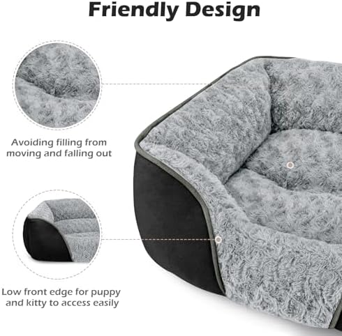 INVENHO Small Dog Bed Rectangle Washable Orthopedic Soft Calming Sleeping Durable Pet Cuddler with Anti-Slip Bottom - Image 5
