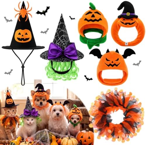 Abbylike 6 Pcs Halloween Pumpkin Costume for Cat, Small Dog by Abbylike