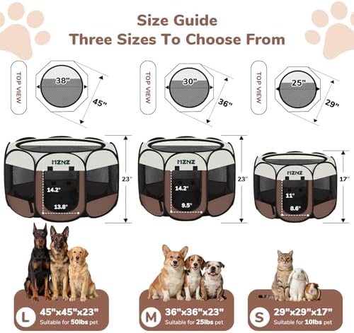 Dog Cat Small Animal Puppy Playpen Crate, Medium, Brown - Image 2