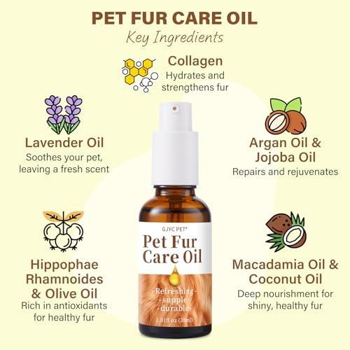 Pet Fur Care Oil - Detangles, Reduces Shedding - Adds Shine with Collagen & Natural Oils - Leave-in Conditioner for Dogs & Cats - 1.01 fl. oz - Image 3
