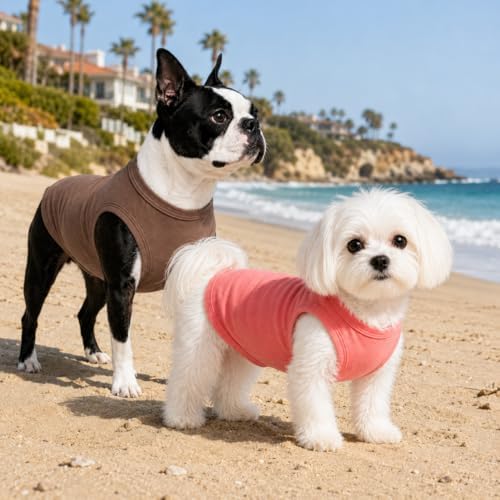 Pet Clothes Dog Clothing Blank T-Shirt Tanks Top Vests for Small Middle Large Size Dogs 100% Cotton Dog Summer Vest Classic (XXL, Coffee) - Image 4