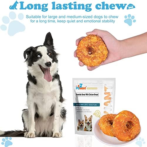 Dog Treats Long Lasting for Large Dog Clean Teeth Chicken Wrapped Rawhide Donuts 1lb/454g (Pack of 2) - Image 4