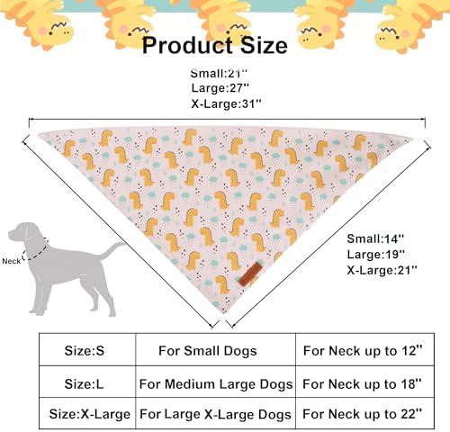 ADOGGYGO Dinosaur Dog Bandanas Boy, 2 Pack Cute Dino Puppy Bandana, X-Large - Image 4