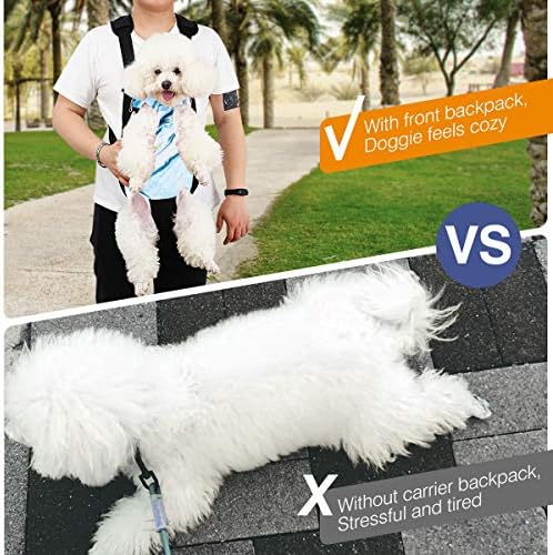 Pawaboo Pet Carrier Backpack, Adjustable Pet Front Cat Dog Carrier Backpack Travel Bag, Legs Out, Easy-Fit for Traveling Hiking Camping for Small Medium Dogs Cats Puppies, Large, Blue Marble - Image 6