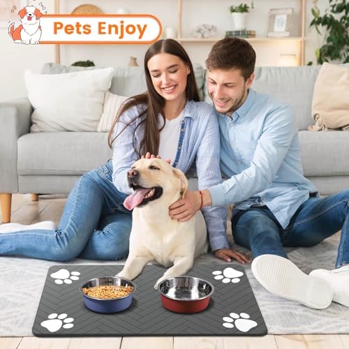Pet Feeding Mat-Absorbent Pet Placemat for Food and Water Bowl, with Waterproof Rubber Backing, Quick Dry Water Dispenser Mat for Dog and Cat (32"x22", Black) - Image 7