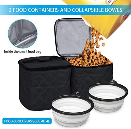 BAGLHER Dog Travel Bag, Airline Approved Pet Supplies Backpack, Dog Travel Backpack with 2 Silicone Collapsible Bowls and 2 Food Baskets, Black - Image 7
