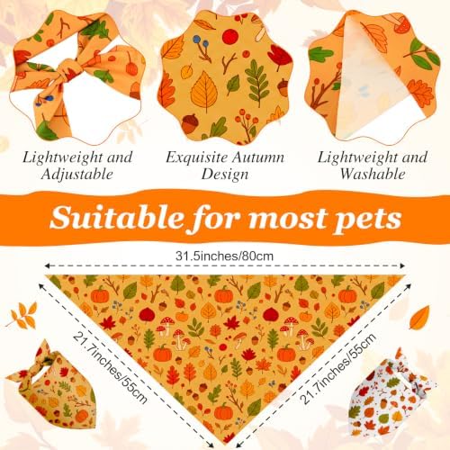 Weewooday 50 Pcs Fall Dog Bandanas Bulk for Autumn Soft Bibs Adjustable - Image 3