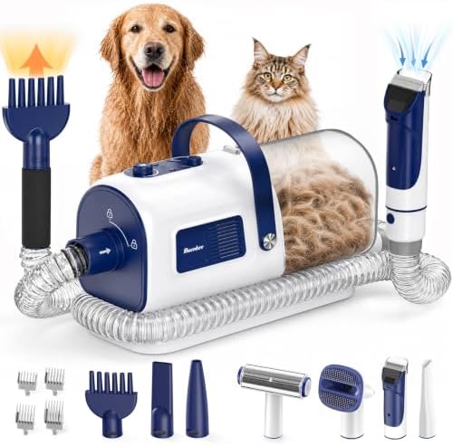 Buenkee Dog Grooming Vacuum & Blow Dryer Kit, Pet Clipper, 15000Pa Suction by Buenkee