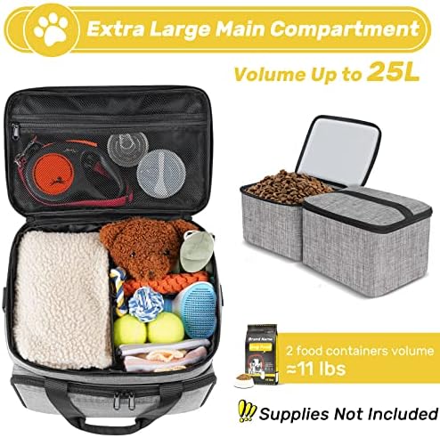 6 Set Dog Travel Bag, Large Pet Travel Kit for Supplies, Grey - Image 2