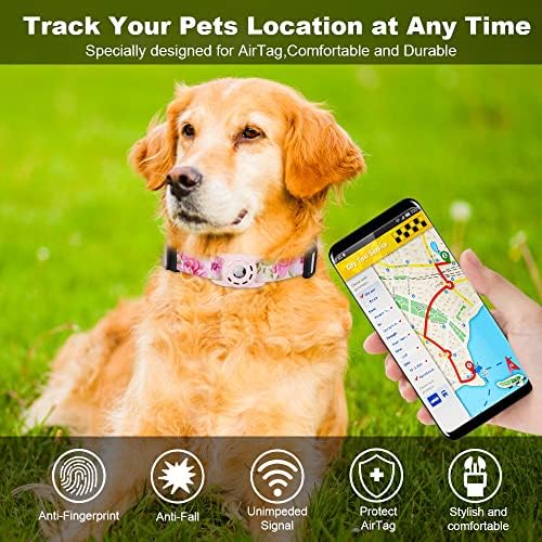 Dog Collar, Compatible with AirTag, Polyester Pet Cat Puppy Collar for Small, Medium, Large, & Extra Large Dogs, Pink Rose, S: 9.8''-15.7'' Neck - Image 6