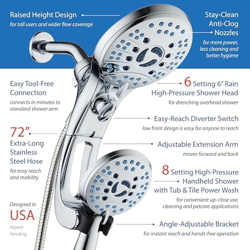 AquaCare 50-mode High Pressure Shower Head Combo with Arm & Dual Power Wash - Image 7