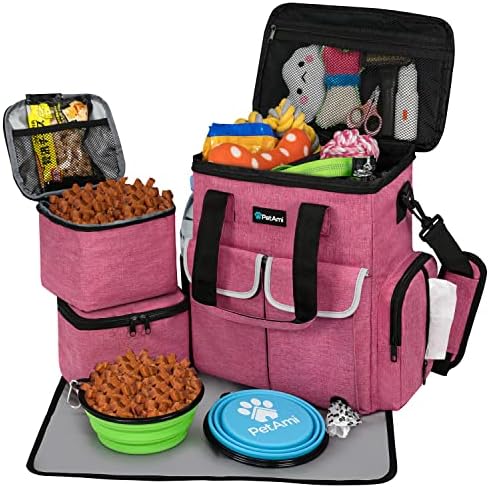 PetAmi Dog Travel Bag Organizer, Pet Supplies Diaper Tote, Pink by PetAmi