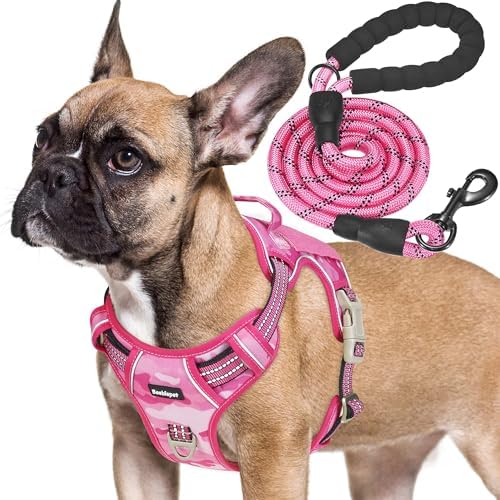 Beebiepet Tactical No Pull Dog Harness with Leash, Small, Pink Camo by Beebielove