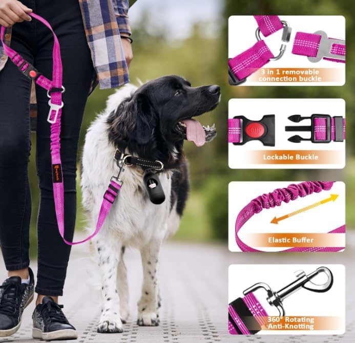 Laqibak Removable Dog Seat Belt Harness for Car, 3 in 1 Pet Seatbelt Leash - Image 5