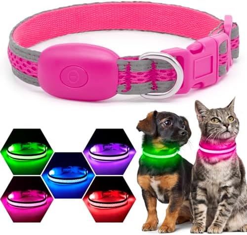 Flashseen LED Dog Collar, Light Up Dog Collar USB Rechargeable (Pink, X-Small) by Flashseen