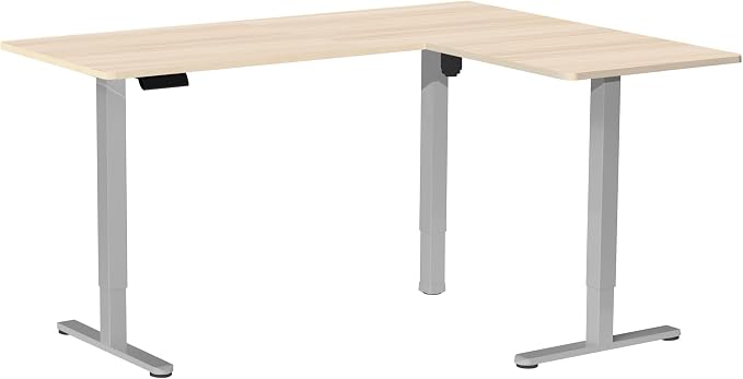 VIVO Light Wood 63 x 55 in Corner Standing Desk, DESK-E3CTGC | Electric, Reversible L-Shaped Table, Sit Stand, Height Adjustable, Memory Controller, Office Furniture Sets, Gray Frame - Image 9