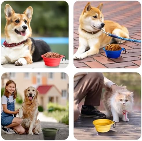 PetBonus 2-Pack Large Silicone Collapsible Dog Bowls, 34oz/1000ml BPA Free Portable Foldable Travel Bowl for Pet Cat, Food Water Feeding Dish for Camping with 2 Carabiners (Black, Red) - Image 6
