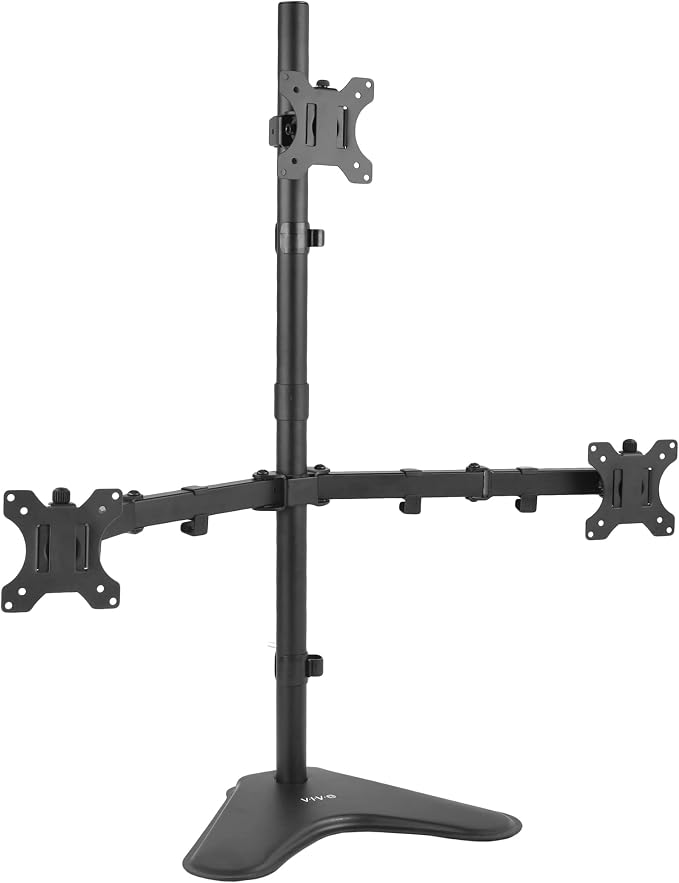 VIVO Triple LCD LED Computer Monitor Desk Stand, Free Standing Heavy Duty Fully Adjustable Mount for 3 Screens up to 30 inches STAND-V003E by Unknown