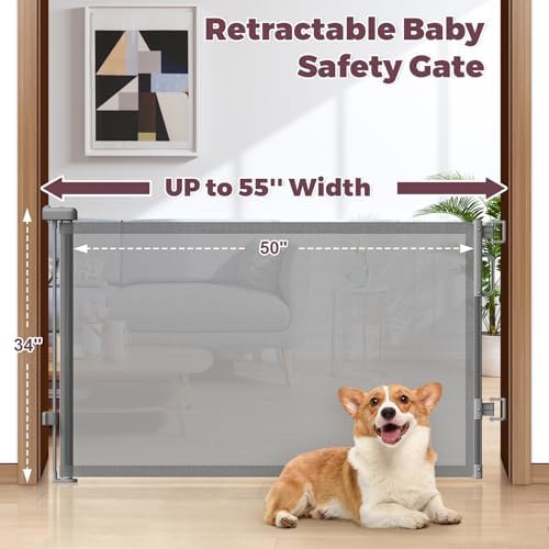 Retractable Baby Gate for Stairs & Doorways, Dog Gate Indoor Outdoor - Image 2