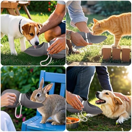 Dog Water Bottle 27 OZ Large Capacity Dog Travel Water Bottle with Drinking Trough Pet Drinking Feeder for Outdoor Walking/Hiking/Travel, Grey - Image 6