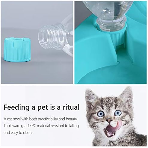 MILIFUN Double Dog Cat Bowls - Pets Water and Food Bowl Set, 15°Tilted Water and Food Bowl Set with Automatic Waterer Bottle for Small or Medium Size Dogs Cats - Image 5