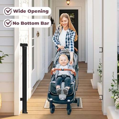 42" Extra Tall Retractable Baby Gates, 76" Wide Dog Gate for Stairs - Image 5