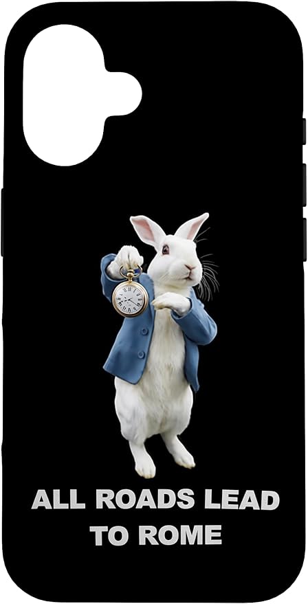 Funny AI Rabbit Meme Tshirt - All Roads Lead to Rome Humor Case for iPhone 16 by Unknown