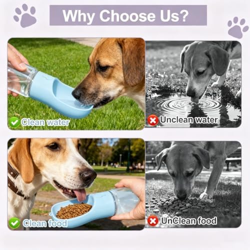 Portable Dog Water Bottle with Food Container, Drinking Bottle for Travel - Image 6
