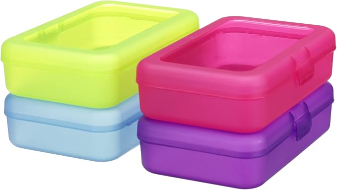 Amazon Basics Large Pencil Cases,Storage Organizer,Durable Plastic School Supply Box,Multi-Color Student Organization for Office,College & Classroom Supplies,(Pack of 48) - Image 7